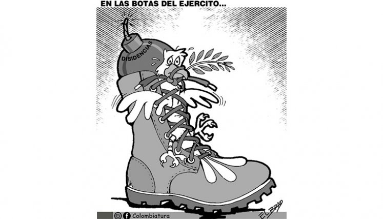 En las botas del Ejército. Caricatura