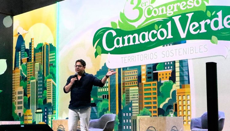 Guillermo Herrera, presidente de Camacol, durante ‘Congreso Camacol Verde’, en Bucaramanga. / Foto Cortesía