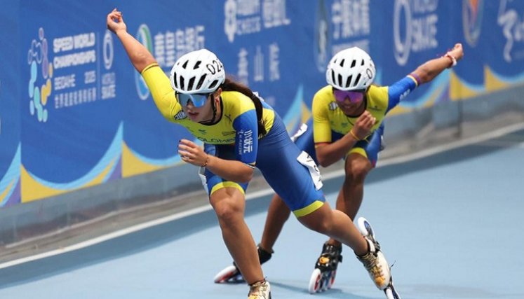 Excelente presentación hace la selección Colombia de patinaje de velocidad en Beidaihe, China.