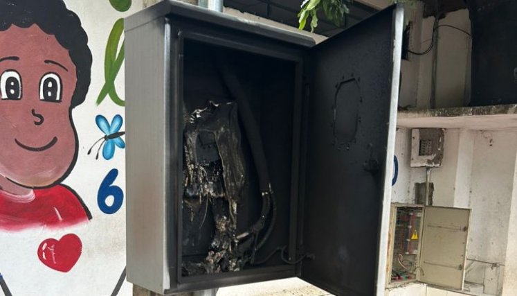Contador del colegio completamente destruido