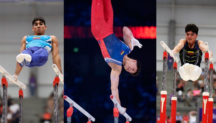 Camilo Vera, Yan Zabala y Jorman Álvarez, gimnastas cucuteños. 