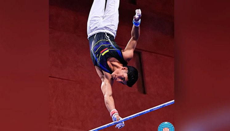 Camilo Vera, gimnasta cucuteño en el Mundial Juvenil 2025. 