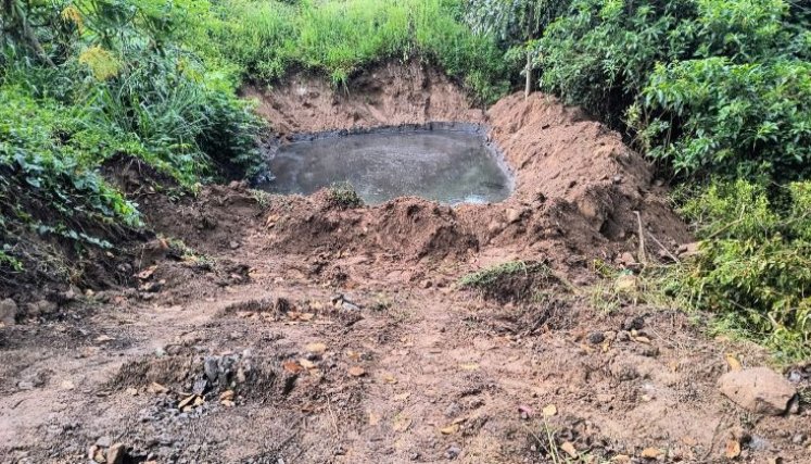 Laguna de oxidación con residuos