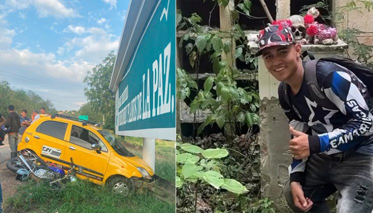 Elkin murió en el sitio. Tiempo atrás se tomó una foto ante un cráneo, en un cementerio./ Foto Cortesía