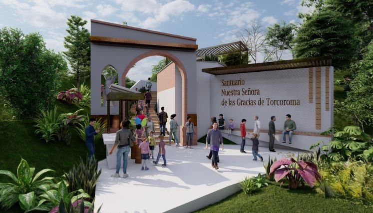 A refacción el camino peatonal hacia el santuario Agua de la Virgen.