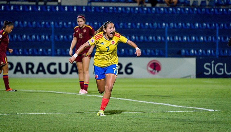 Isabella Díaz marcó el segundo gol del triunfo de Colombia ante Venezuela 2-0 en el hexagonal final del Sudamericano.