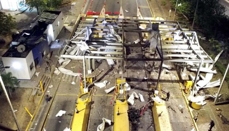 Peaje de La Parada, destruido hace un año con un carro bomba dirigido por el Eln./Foto Archivo