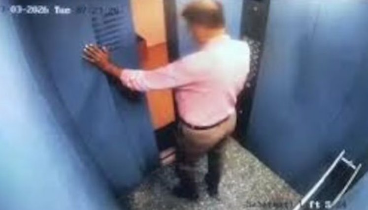 Impactante video: hombre se salva por segundos de ser aplastado por un ascensor