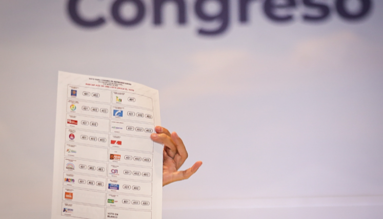 Tarjetón electoral para el Congreso de la República. 