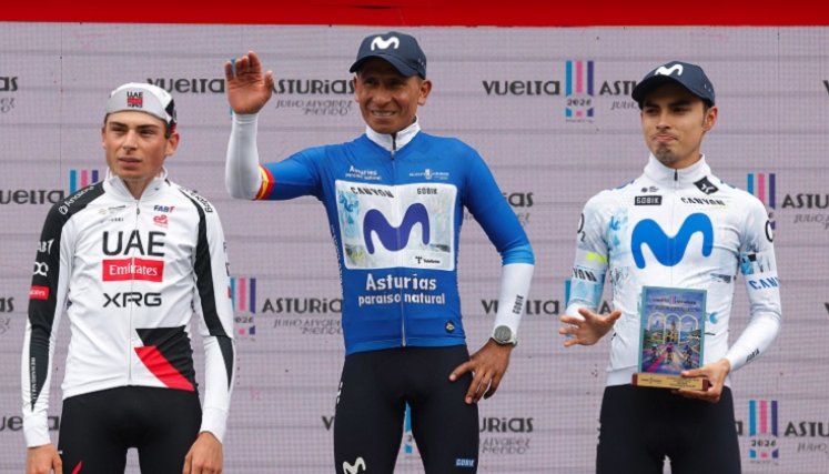 Adria Pericas, Nairo Quintana, y Diego Pescador, el podio final.