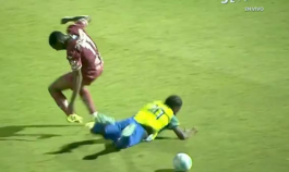 Lesión futbolista brasileño. | Foto: captura de video de X @Barras_LATAM.