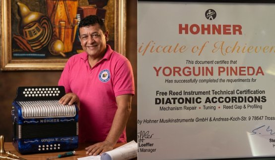 El cucuteño que afinó sueños: Yorguin Pineda fue certificado por Hohner Alemania.