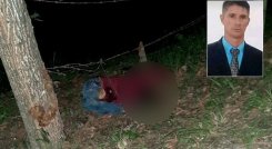 El cadáver de Rafael Arias Uribe quedó tendido junto al árbol con el que chocó. / Fotos: Cortesía