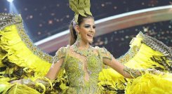 Natalia Manrique no cumplió su sueño en Tailandia, pero dejó en alto el  nombre de Colombia. El traje típico fue confeccionado por Diana Rolando.  / Foto: Instagram