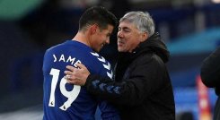 James Rodríguez y el técnico Carlo Ancelotti su protector en Europa.