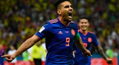 Radamel García Falcao celebra su único gol en el mundial de Rusia 2018.