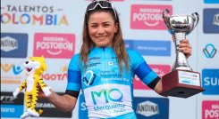 Lilibeth Chacón, primera líder de la Vuelta a Colombia 2021. 