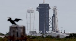 El cohete SpaceX Falcon 9 y la cápsula Crew Dragon en la plataforma de lanzamiento 39A en el Centro Espacial Kennedy de la NASA. /AFP