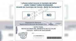 Este es el tarjetón para la revocatoria del alcalde de Cúcuta 