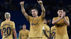El polaco Robert Lewandowski celebró este domingo su cumpleaños 34 con un doblete en el triunfo del Barcelona.