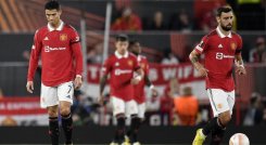 El rostro de  Cristiano Ronaldo lo dice todo. El Manchester United se vio sorprendido por la Real Saciedad en el primer duelo de la Liga Europa.