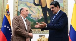 El canciller Álvaro Leyva y Nicolás Maduro se reunieron en Venezuela./Foto: AFP