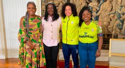Imágenes del homenaje que les hizo la Presidencia a las campeonas del mundo de fútbol de Salón.