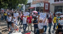 En Cúcuta también se movilizaron para manifestar su respaldo a Gustavo Petro en sus cien días de gobierno./Foto Jorge Gutiérrez-La Opinión