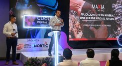 Edwin Castel Blanco, coordinador de Geología y Geotecnia de Carbomax, en la coferencia ‘TIC para las Energías Limpias’./ Foto Jorge Iván Gutiérrez-La Opinión