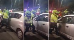 ¿Exceso de autoridad? Policía destruye carro para capturar a conductor./Foto: Colprensa