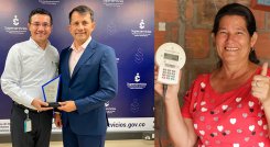 Jhon Gutiérrez, del equipo Educación al Cliente de CENS, y William Mondragón, jefe del Área de Gestión Comercial. / Foto: Cortesía