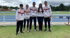 De izquierda a derecha Johan Contreras( Pamplona) Yajaira Rubio (Arboledas), Hugo Thyme, Valery Franco Quiñones (Cúcuta), y Santiago Vergel (Ocaña).