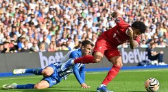 El colombiano Luis Díaz tuvo un buen partido en el empate frente al Brighton.