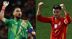 Gianluigi Donnarumma, arquero de Italia y Álvaro Morata, delantero de España librarán un gran duelo. 