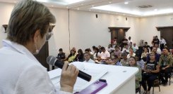 La ministra Gloria Ramírez resaltó las políticas laborales para la integración de migrantes. / Foto: Carlos Ramírez.