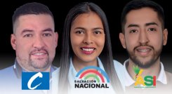 José Alberto Miranda Peña, Jennifer Daniela Daza Bastos, Marlon Alberto Villamizar Suárez, candidatos a la Alcaldía de Pamplonita./Foto cortesía
