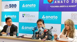 Juan Manrique, viceministro de Turismo; Luis Carlos Reyes, ministro de Comercio y Paula Cortés, presidenta ejecutiva de Anato. / Foto Leonardo Favio Oliveros-La Opinión