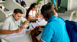 Habilitan punto de registro de predios en el estadio General Santander.
