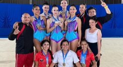 Este es el equipo de de gimnasia rítmica del departamento que logró siete medallas.