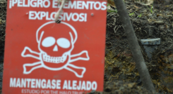 Riesgo de minas antipersonal en las inmediaciones de escuelas en Colombia.
