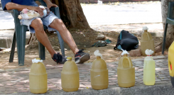 Venta informal de gasolina en pimpinas. 