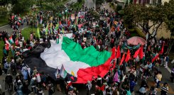 Marchas en Bogotá en solidaridad con Palestina. Foto Colprensa