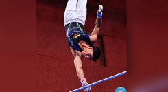 Camilo Vera, gimnasta cucuteño en el Mundial Juvenil 2025. 