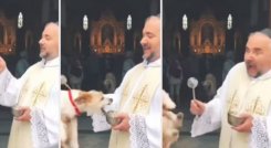 El perrito que sorprendió a un sacerdote en plena bendición: El video se viralizó