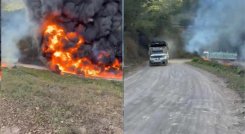 Quema de vehículos. Foto: captura de pantalla