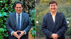 Henry Amorocho, profesor de Hacienda Pública y Presupuesto de la Unirosario; y Mauricio Salzar, director del Observatorio Fiscal de la Javeriana./ Fotos Cortesía