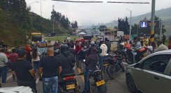 Bloqueo en la Curva de Los Adioses, en la carretera Cúcuta Pamplona./Foto cortesía