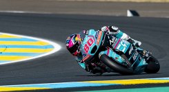 El piloto colombo-español le costó maniobrar su moto en el Le Mans, durante las primeras prácticas de clasificación.