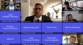 Aspecto de la audiencia virtual de ayer sobre el caso del exsenador Álvaro Uribe Vélez./Foto Colprensa