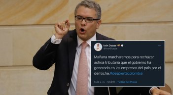 El presidente Duque cuando era senador invitó a marchar contra una reforma tributaria de su antecesor Juan Manuel Santos. / Foto: Archivo